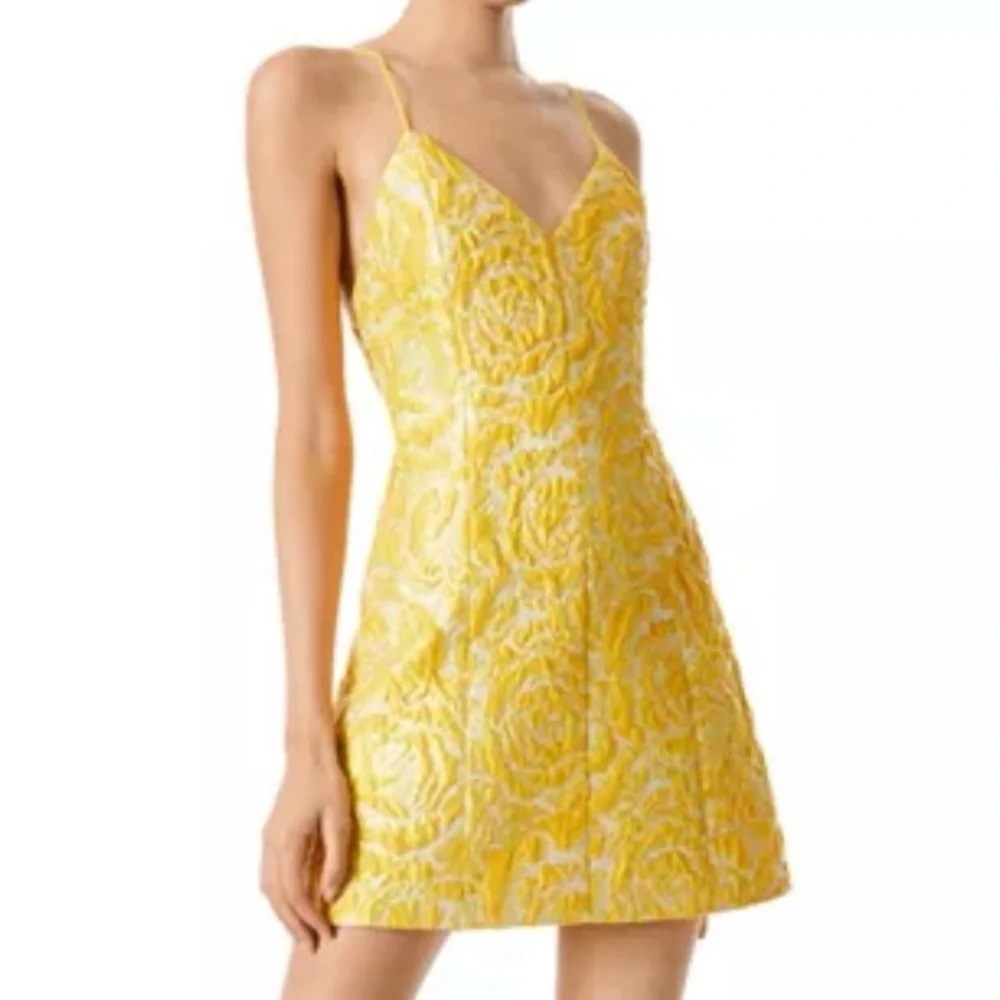 Alice and Olivia Tayla Structured Jacquard Mini Dress-0413